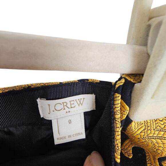 J Crew Skirt Jacquard Skirt Mini Skirt Women 0 Black Gold Elephant Pencil Skirt - Picture 4 of 7